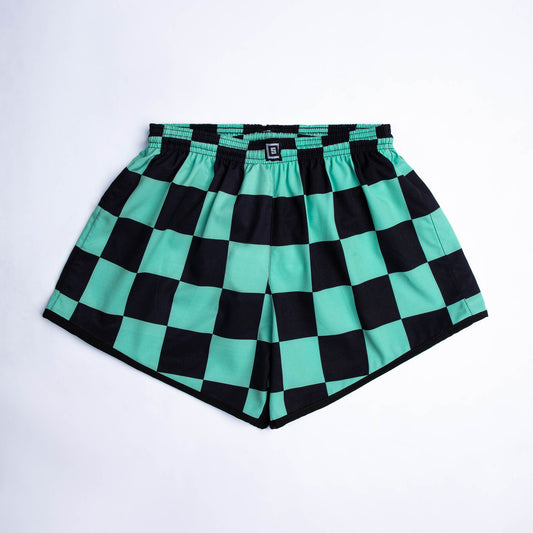 Women Athletic Shorts - Green Check