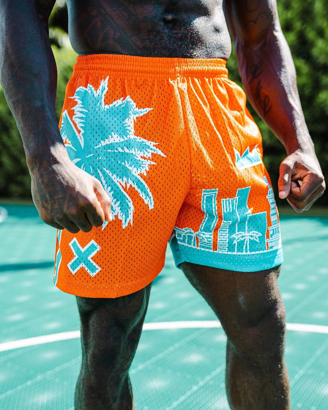 Orange mesh hot sale shorts