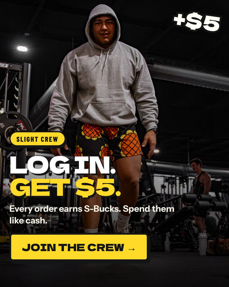 Slight Crew. Log in, get $5. Every order earns S-Bucks. Spend them like cash. Join the crew